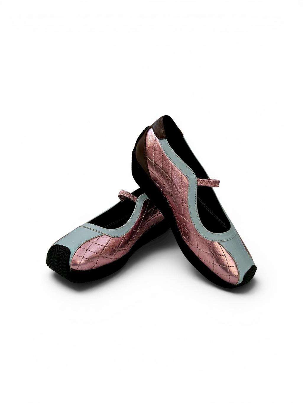 Nicole Saldana Remi Shoes Metallic Pink Blue Mary Jane Leather Flats 37